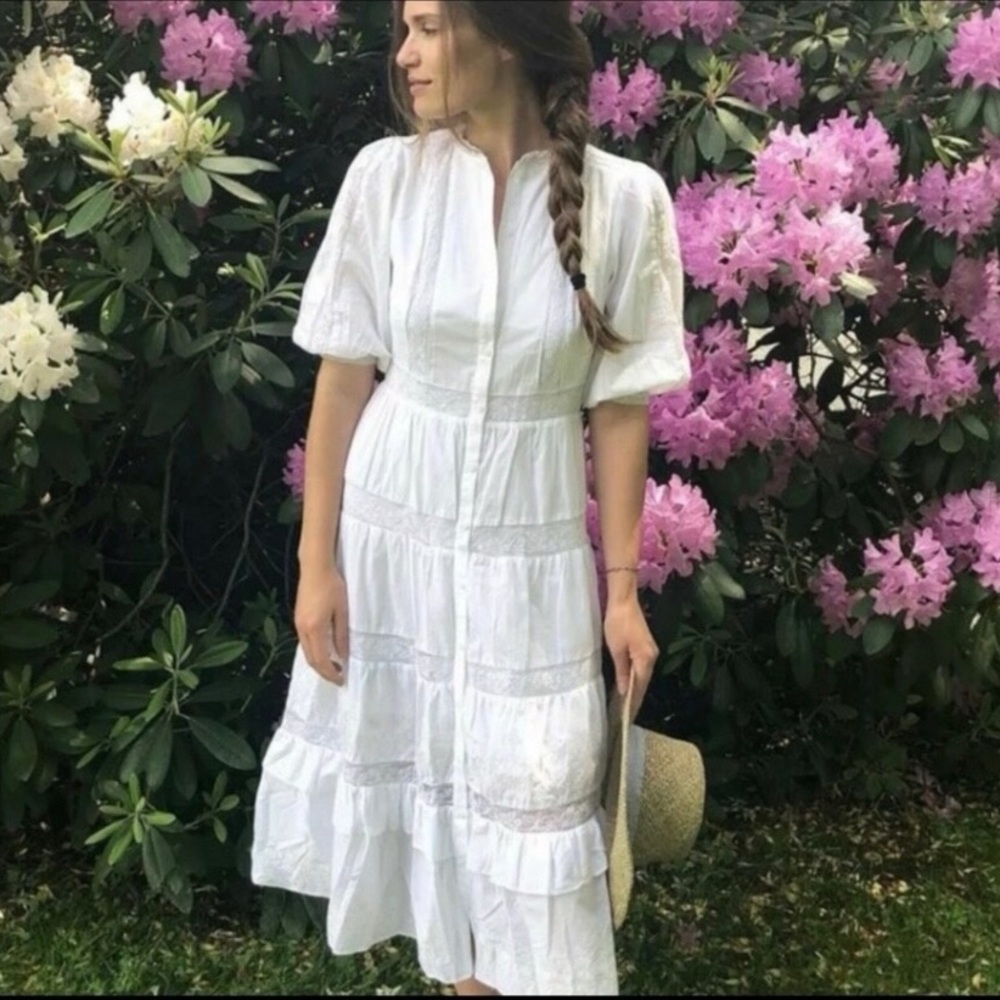 NWT LoveShackFancy x Target Phoebe Cotton Button-Front Midi Dress